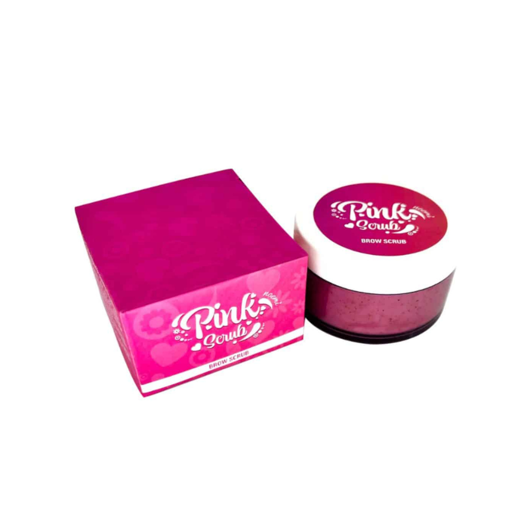 Gommage sourcils exfoliant Noemi Pink Brow Scrub 50ml – micro-grains de noix, aloe vera et vitamine E, parfum cerise