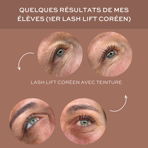 Résultat Lash Lift Coréen avec teinture avant après —
1er Lash Lift Coréen élèves Cosmic Beauty Pauline