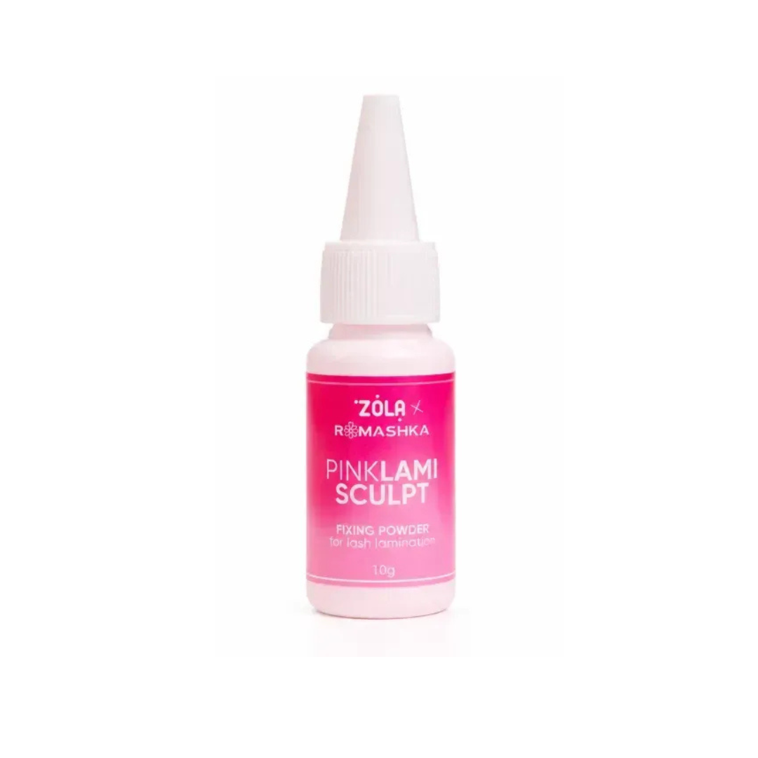 Poudre fixatrice rose ZOLA x Romashka LamiSculpt 10g – technique lash lift coréen sans colle, à mélanger avec lotions de lamination Step 1 et Step 2