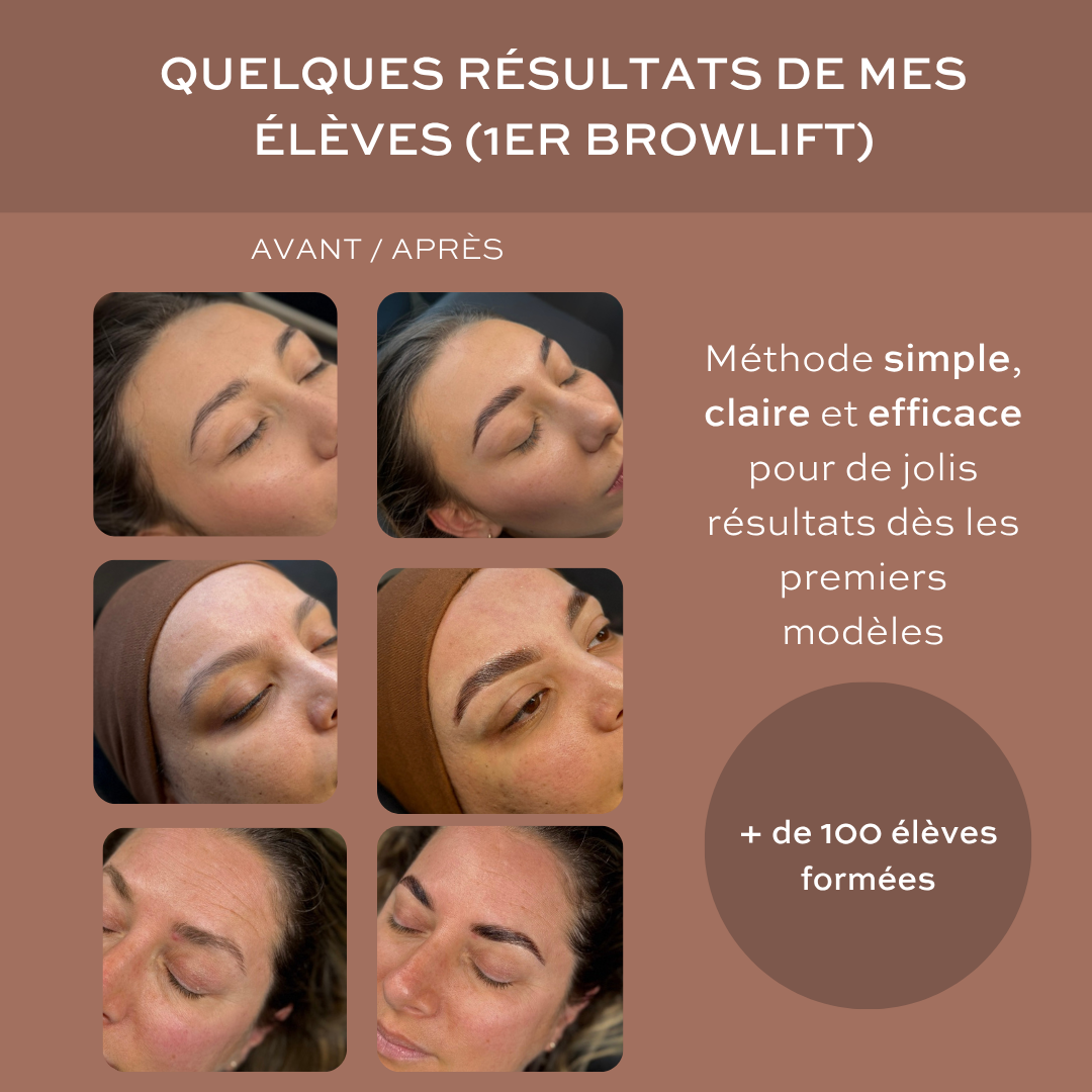 Résultat Browlift Russe avant après — 
Formation en ligne Cosmic Beauty par Pauline