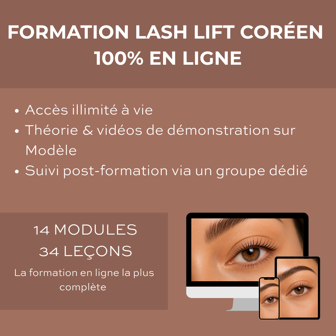 Programme Formation Lash Lift Coréen 100% en ligne — 
14 modules 34 leçons accès à vie — Cosmic Beauty