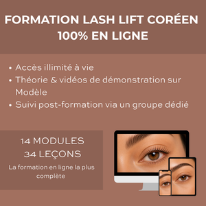Programme Formation Lash Lift Coréen 100% en ligne — 
14 modules 34 leçons accès à vie — Cosmic Beauty